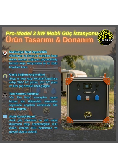 Otw Pro-model 3000w Mobil Güç İstasyonu Lifepo4 Bataryalı Şebeke Şarjlı