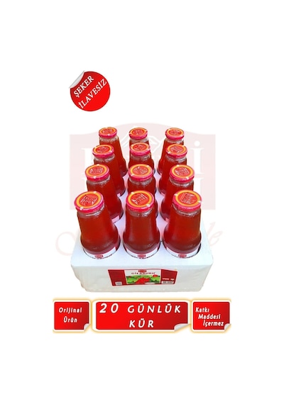 Gilaburu Suyu Nektarı 20 Gün Kullanım 1000ml 12 Adet Cam Şişe Şeker Ilavesiz