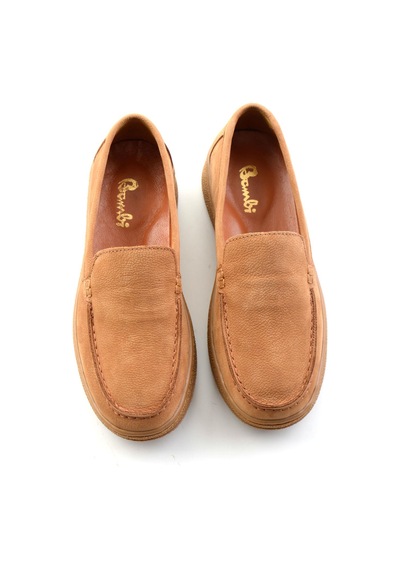Taba Nubuk Hakiki Deri Kadın Loafer Ayakkabı K01007979401