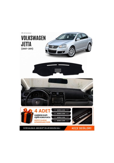 Volkswagen Jetta 2007-2011 Uyumlu Torpido Koruma, Torpido Örtüsü, Torpido Kılıfı - Siyah