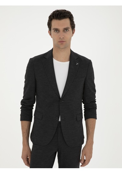 Cacharel Siyah Slim Fit Yün Karışımlı Ceket