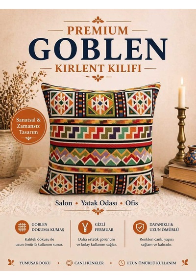 Goblen Kilim Model Kırlent Kılıf Renkli