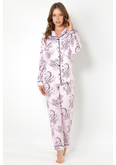 Miorre Doremi Cherry Rot Uzun Kollu Bayan Pijama Takımı 001