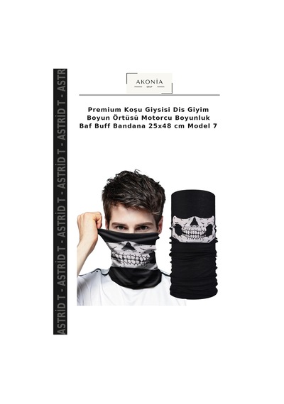 Astrid T Premium Koşu Giysisi Dis Giyim Boyun Örtüsü Motorcu Boyunluk Baf Buff Bandana 25x48 Cm Model 7 Çok Renkli