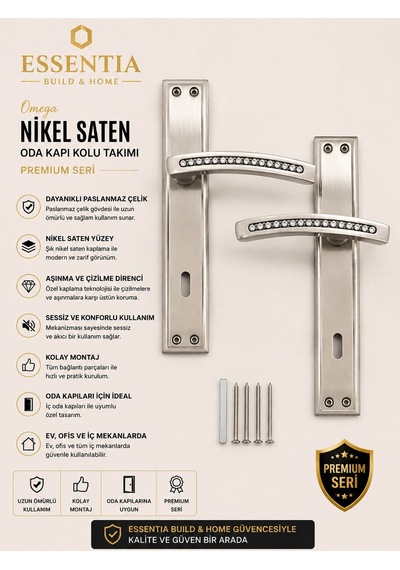 Nobel Omega Nikel Saten Wc Kapı Kolu Takımı Paslanmaz Çelik, Ağır Gövde, Premium Seri Çoklu Renk
