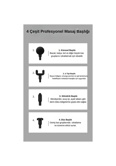 Taşınabilir Derin Doku Kas Masaj Aleti 6 Kademeli Sessiz Mini Masaj Tabancası- Siyah- Gri Siyah - 928400072