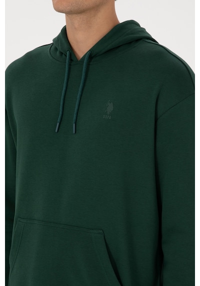 U.S. Polo Assn. Erkek Comfort Fit Kapüşonlu Koyu Yeşil Basic Sweatshirt 50313746-VR079