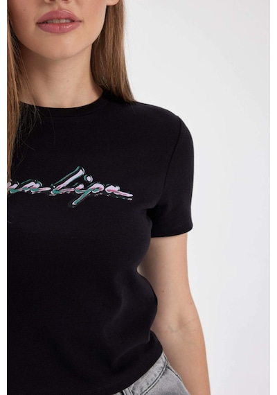 Defacto Coool Dua Lipa Fitted Ribana Kısa Kollu Tişört B2971AX23HSBK81 Siyah