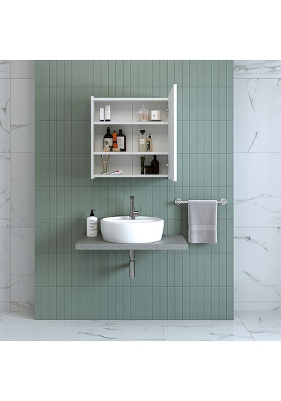 Banos Banyo Roomart Ad7 Kulpsuz Tek Kapaklı Mat Beyaz Mdf 60 Cm A Mat Beyaz