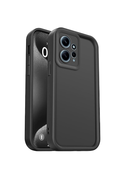 Fibaks Redmi Note 12 Uyumlu Kılıf Kamera Korumalı Yumuşak Dokulu Darbe Emici Siyah Silikon Kapak