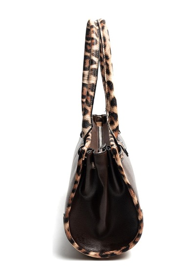 Silver Polo Sp1261 Kadın El Çantası Düz Kahve-leopar Taba