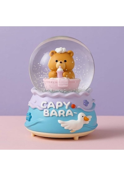 Capybara Temalı Büyük Boy Püskürtmeli Müzikli Işıklı Kar Küresi