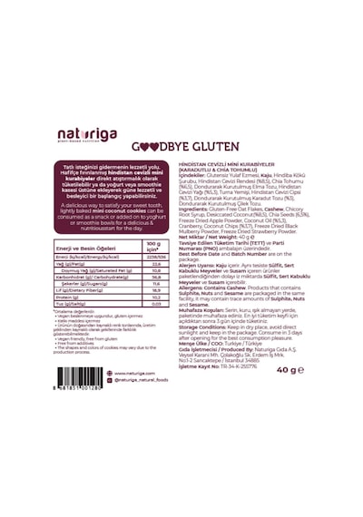 Naturiga Karadut & Chialı Hindistan Cevizli Kurabiye 40gr-3622
