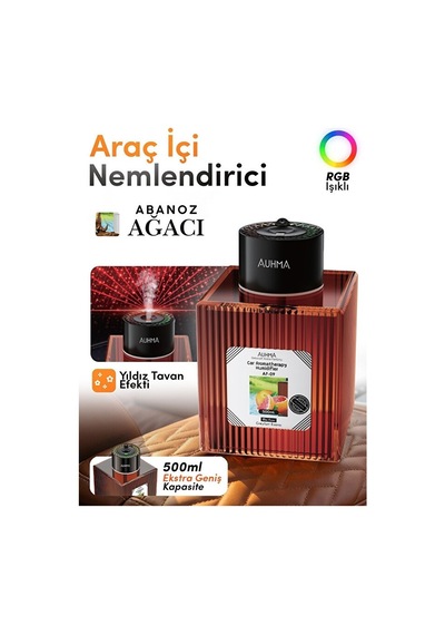 500ml Kapasite Araç Içi Hava Nemlendirici - Koku Makinesi - Aromaterapi Difüzör - Araç Kokusu 500 ML