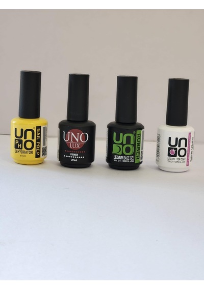 Uno Prep + Primer + Rubber + Base Shine Top Cot 4 x 15 ML