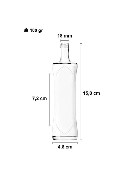 Afracam 100 Ml Şeffaf Piramit Sosluk 100 Cc Kapaklı Kavisli Cam Şişe 6 Adet Gümüş Metal 7009