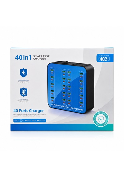 Ultratekno 40 Port Şarj İstasyonu 400w 20 Usb 20 Type-c Pd Multi Port Akıllı Hızlı Şarj Cihazı