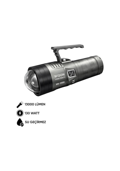 Wison Şarj Edilebilir El Feneri - Wison - 13000 Lümen - 130 Watt Ws-15500 Çok Renkli
