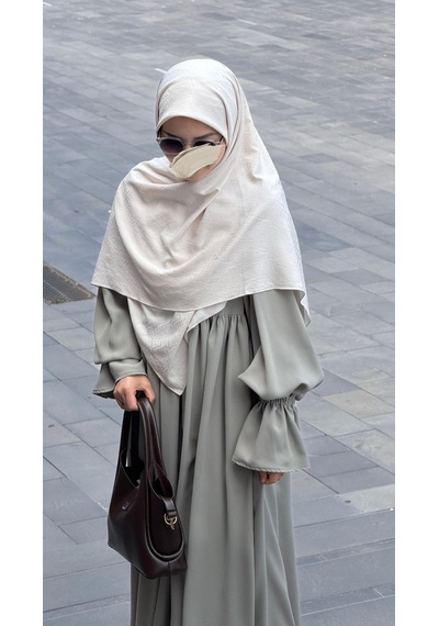 Qalortex Scarf Premium Jakarlı Sare Büyük Boy Eşarp -krem