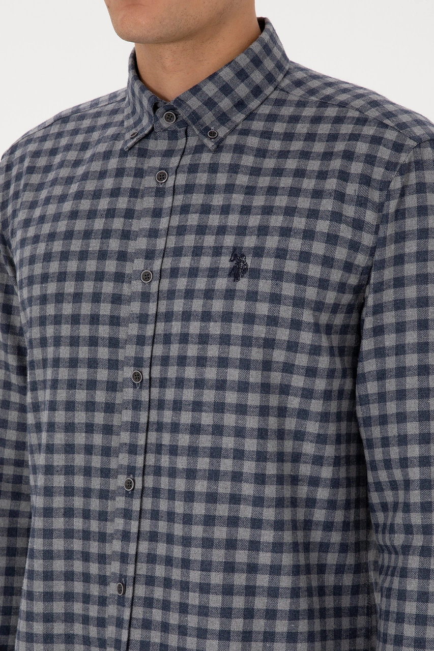 U.S. Polo Assn. Erkek Lacivert Uzun Kollu Kareli Gömlek 50308526-VR003