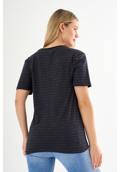 Alexandergardı V Yaka Çizgili T-shirt Siyah