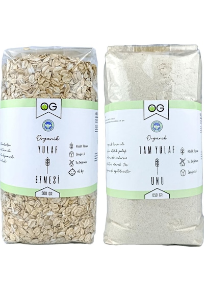 OG natural Organik Yulaf Ezmesi Ve Organik Yulaf Unu Seti +6 Ay Set