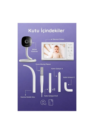 Hubble Gobaby Pro Ai Wifi Connect 5'' Dijital Ekranlı Kamera Beyaz