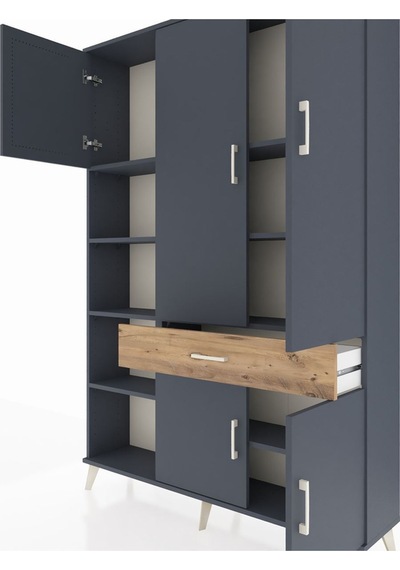 Arges Dolap 8 Raflı Tek Çekmeceli 5 Kapaklı 132x30x195 Antrasit-antrasit/çam Antrasıt/atlas Çam Arges Dolap 8 Raflı Tek Çekmeceli 5 Kapaklı 132x30x195 Antrasit-antrasit/çam Antrasıt/atlas Çam
