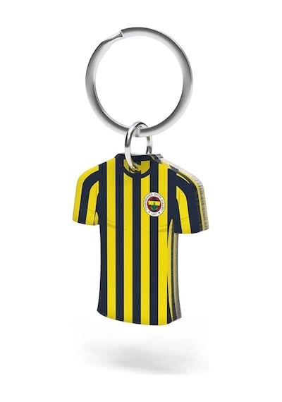 Fenerbahçe Lisanslı Çubuklu Forma Çift Taraflı Anahtarlık Kanarya Ahşap Kutulu Sarı - Lacivert
