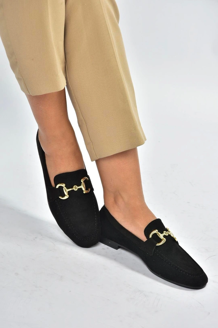 Fox Shoes V780161202 Siyah Süet Günlük Kadın Ayakkabı Siyah-süet