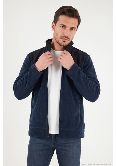 Buratti Regular Fit Garnili Dik Yaka Sıcak Tutan Polar Mont Erkek Polar Mont 59060443 Koyu Lacivert