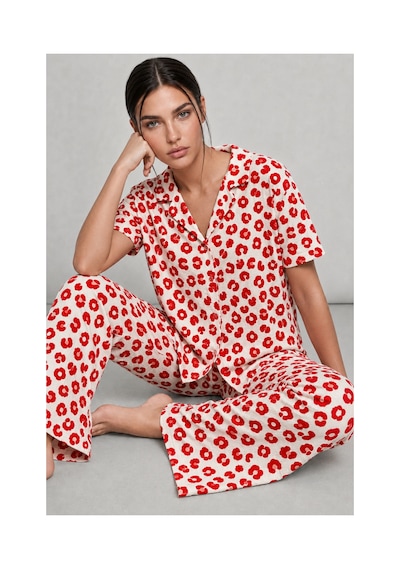 Fit Women Kadın Kısa Kol Comfort Kırmızı Pijama Takımı 4725