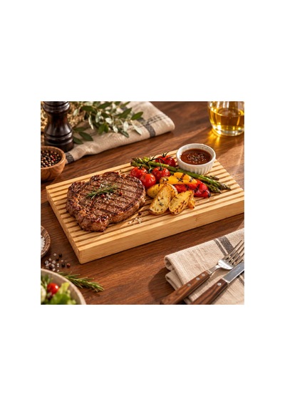 Bambu Sunum Tahtası 25x13 Cm Çizgili Kahvaltılık Sunumluk Bambu - 933573993 Bambu