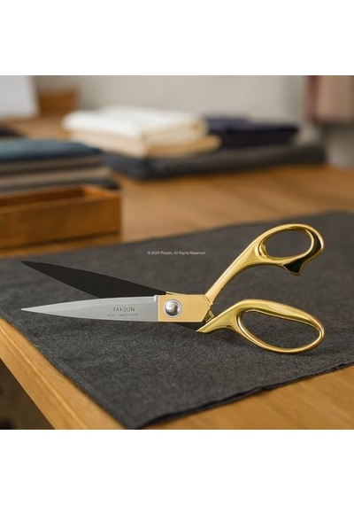 Taksun Profesyonel Makas, No.1250, Paslanmaz Çelik, Karton, Kumaş Kesimi, Ergonomik, Yüksek Kalite, Uzun Ömürlü, Hassas Kesim, Terzi Makası, Gold, 10"