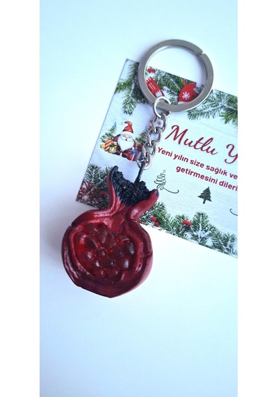 Yeni Yıl Hediyesi Bolluk Bereket Nar Anahtarlık - 9,5 Cm