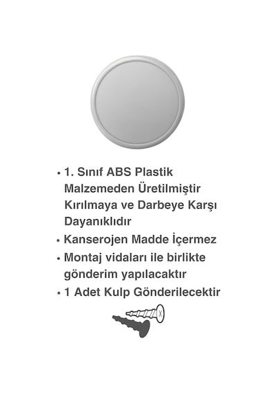 Beyaz Çocuk Odası Mobilya Kulbu - 55 MM - Abs Plastik Tekli Düğme Dolap ve Çekmece Kulpu Beyaz