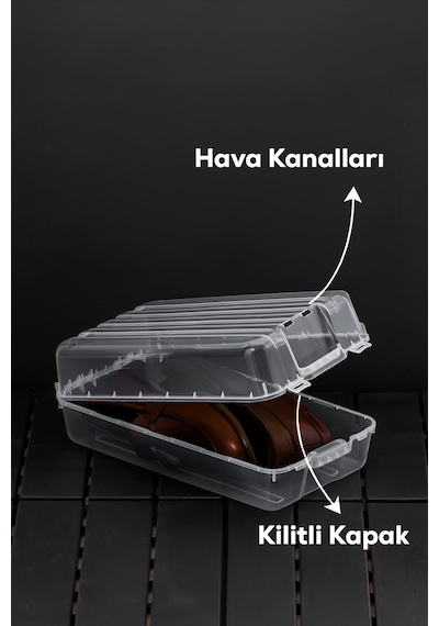 Porsima 3207 10 Adet Erkek Ayakkabı Saklama Kutusu - Şeffaf Pratik Ayakkabı Kabı Düzenleyici Saklama Seti ŞEFFAF