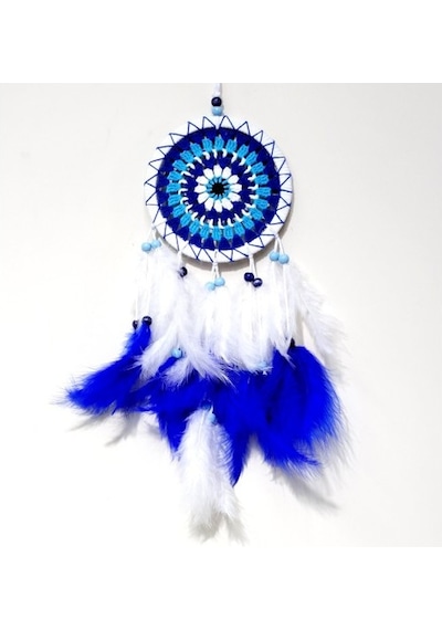 Bol Kuş Tüylü Beyaz Renk Dream Catcher El Yapımı Duvar Dekoru