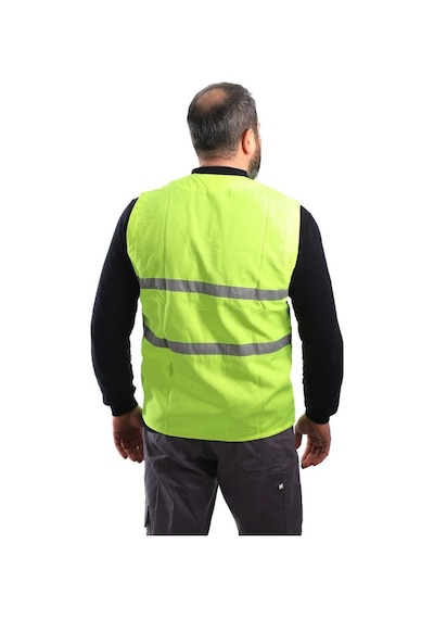 Eser - V Yaka Fosforlu Harman Kumaş Yelek - Sarı