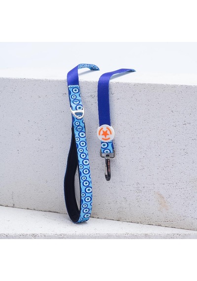 Charm Leash Nazar Boncuğu Desenli Kedi Köpek Sevk & Gezdirme Kayışı Köpek Uzatma Tasması Mavi