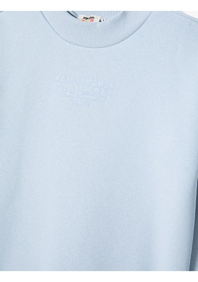Koton Sweatshirt Şardonlu Dik Yaka Uzun Kollu Mavi 4wkg10281ak 4WKG10281AK640 Mavi