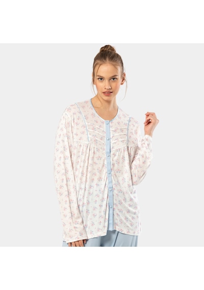 Empirme Düğmeli Battal Uzun Kollu Pijama Takım 3367/mavi Mavi