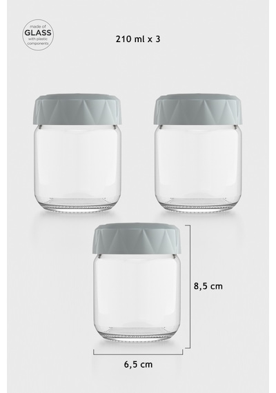 Renga Lexa 210 Ml 3'lü Cam Baharatlık Seti 161015 Gri Gri