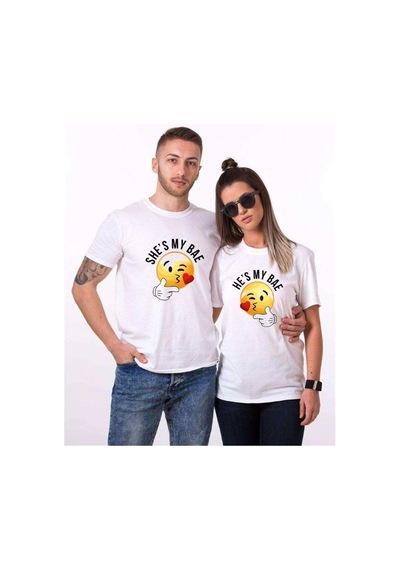 Tshirthane My Bae Smile Sevgili Kombinleri Tshirt Kombini Beyaz