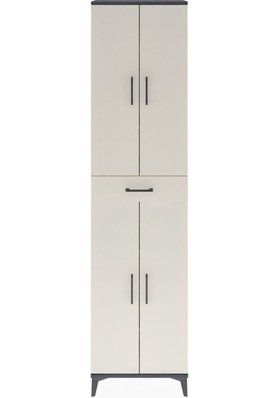 Arges Dolap 5 Raflı Tek Çekmeceli 4 Kapaklı 60x30x243 Antrasit-aytaşı Antrasit