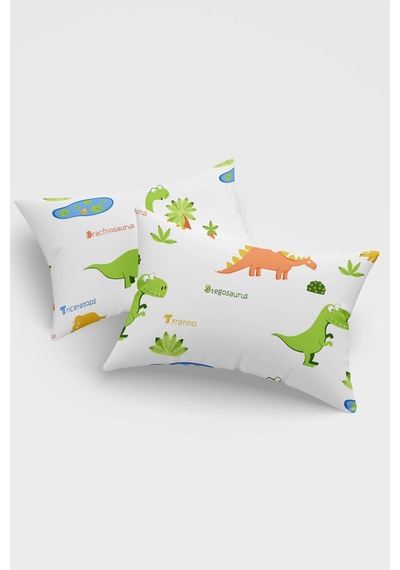Eponj Home 2'li Yastık Kılıfı 50x70 Cm Only Dinolar Beyaz