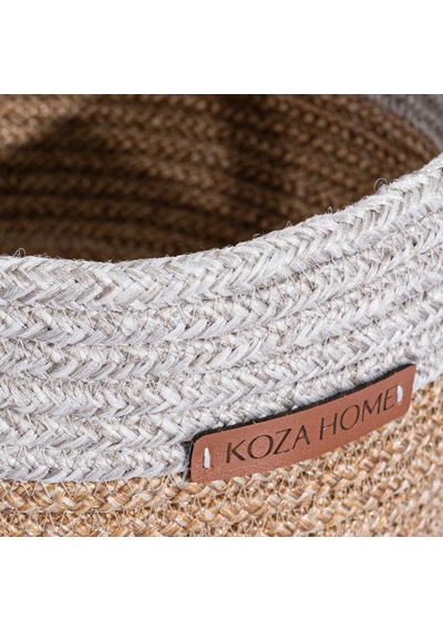 Koza Home Cesta Kulplu El Yapımı Pamuklu Natural Gri Hasır Dekoratif Sepet