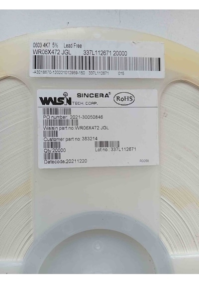 Vr06x472jgl 4k7 603 Smd Direnç 500 Adet