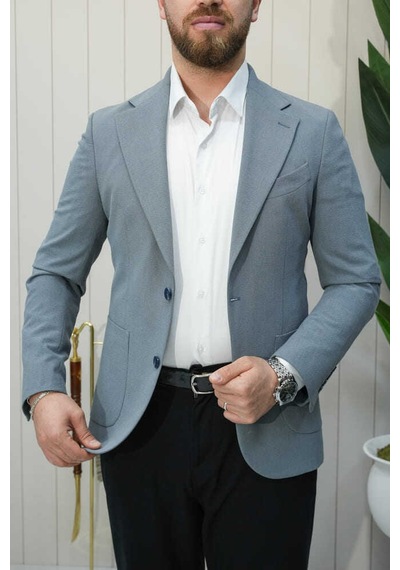 Bys Beystil Sivri Yaka Mavi Ceket 282 - Slim Fit