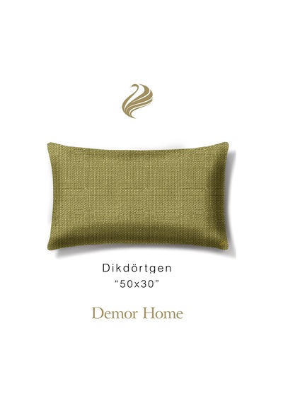 Br Demor Home Keten Dokulu Zeytin Yeşili Kırlent Yastık Kılıfı